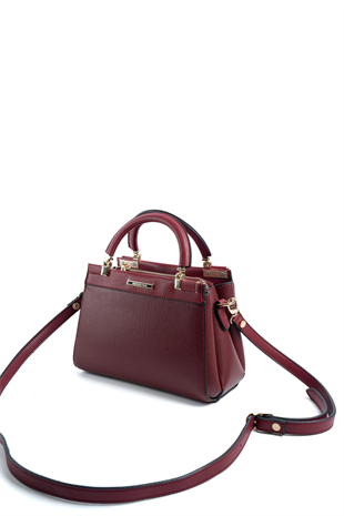 Silver & Polo SP1193 Kadın El Çantası Düz Bordo-Bordo