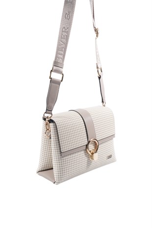 Silver & Polo SP1275 Kadın Çapraz Çanta King Desen Kum-Kum Beji