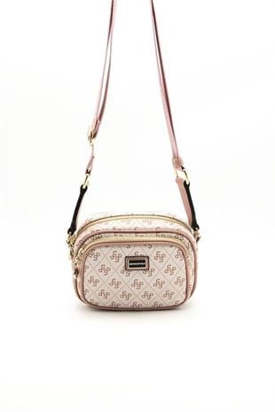 Silver & Polo SP1111 Kadın Çapraz Çanta Monogram Pembe-Somon