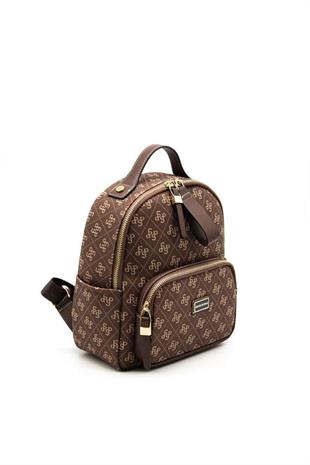 Silver & Polo SP1130 Kadın Sırt Çantası Monogram Kahve