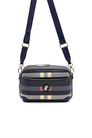 Silver & Polo SP1094 Kadın Çapraz Çanta Ekose Lacivert