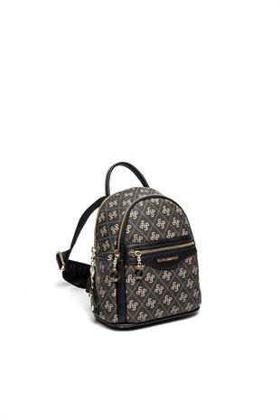 Silver & Polo SP983 Kadın Sırt Çantası Monogram Füme-Siyah