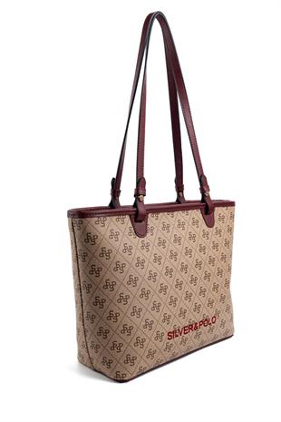 Silver & Polo Koyu Bej - Bordo SP1204 Kadın Omuz Çantası