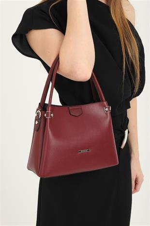 Silver & Polo SP1254 Kadın El Çantası Düz Bordo-Bordo