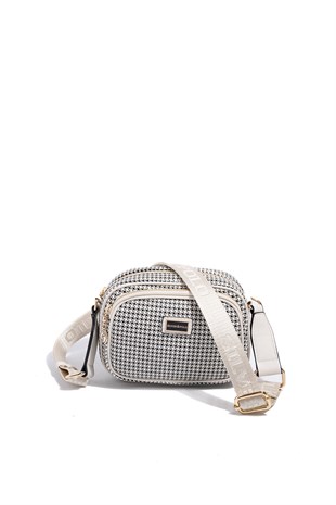 Silver & Polo SP1111 Kadın Çapraz Çanta King Desen Siyah-Kemik