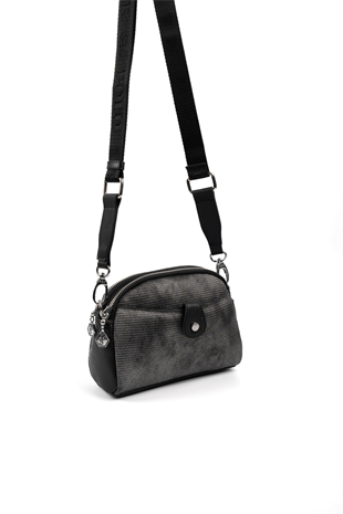 Silver & Polo SP1144 Kadın Çapraz Çanta Petek M.Gümüş-Siyah