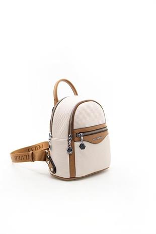 Silver & Polo SP983 Kadın Sırt Çantası Petek Bej-A.Taba