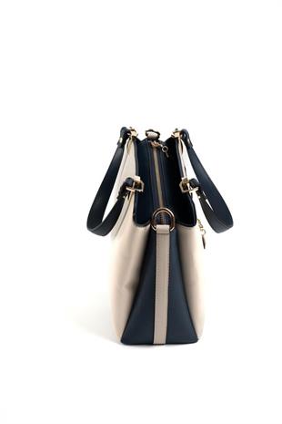 Silver & Polo SP972 Kadın El Çantası Düz Bej-Lacivert