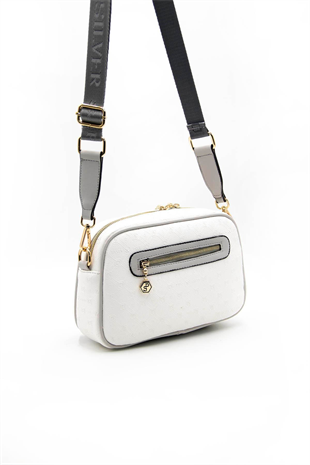 Silver & Polo SP1094 Kadın Çapraz Çanta Logolu Beyaz-A.Gri