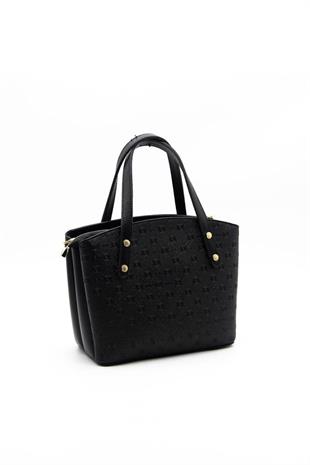 Silver & Polo SP1021 Kadın El Çantası Logolu Siyah-Siyah