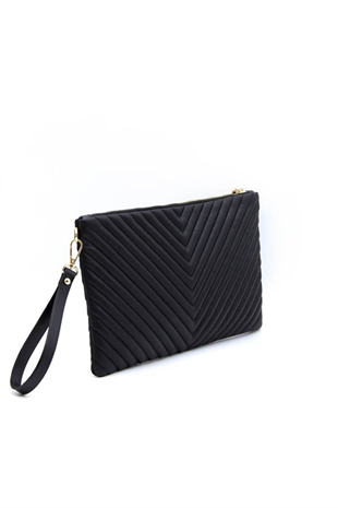 Silver Polo SP1034 Kadın Portföy & Clutch Kapitone V Siyah-Siyah