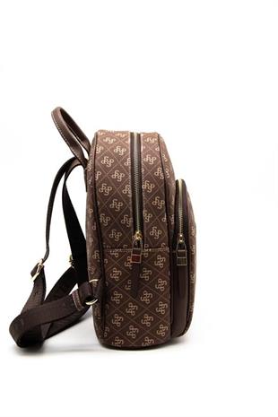 Silver & Polo SP1062 Kadın Sırt Çantası Monogram Kahve
