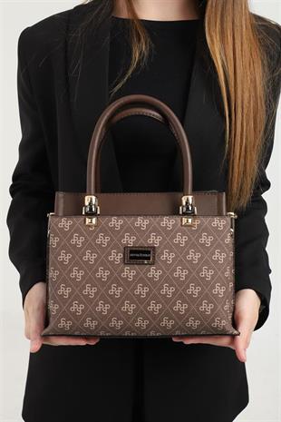Silver & Polo SP826 Kadın El Çantası Monogram Kahve