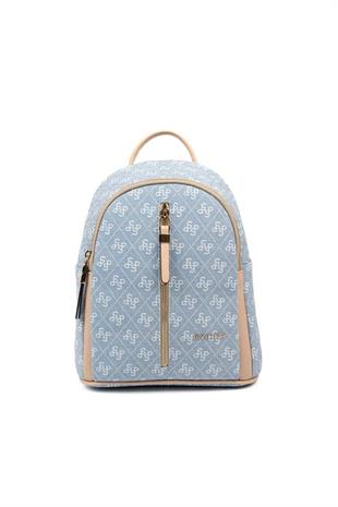 Silver & Polo SP901 Kadın Sırt Çantası Monogram Mavi-Ten