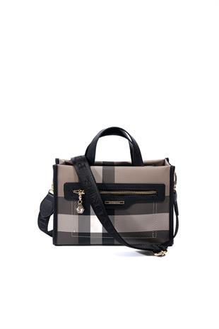 Silver & Polo SP1271 Kadın El Çantası Ekose Kahve-Siyah