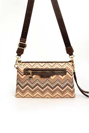 Silver & Polo SP1129 Kadın Çapraz Çanta Ekose Nut-Kahve