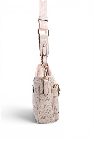 Silver Polo Pembe - Pudra Monogram Kadın Çapraz Çanta SP1160