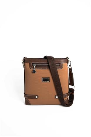 Silver & Polo SP1120 Kadın Çapraz Çanta Petek Karamel-Kahve