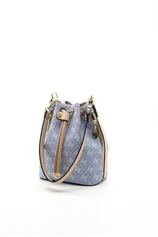 Silver Polo SP1137 Kadın Omuz Çantası Monogram Mavi-Ten
