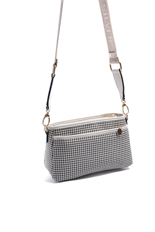 Silver & Polo SP1184 Kadın Çapraz Çanta King Desen Siyah-Kemik
