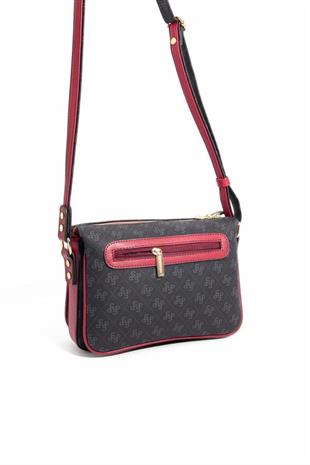 Silver & Polo SP784 Kadın Çapraz Çanta Monogram Siyah-Bordo