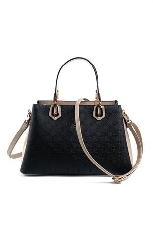 Silver & Polo SP1253 Kadın El Çantası Logolu Siyah-S.Nut