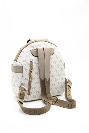 Silver & Polo SP771 Kadın Sırt Çantası Monogram Bej-Kum