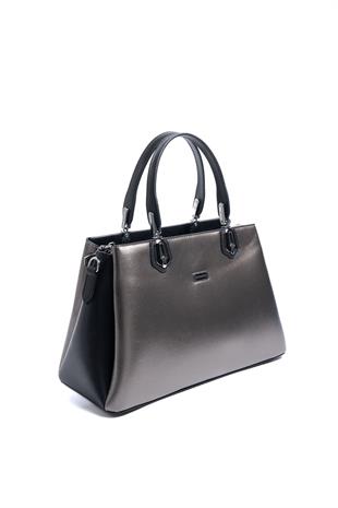 Silver & Polo SP1253 Kadın El Çantası Düz Platin-Siyah