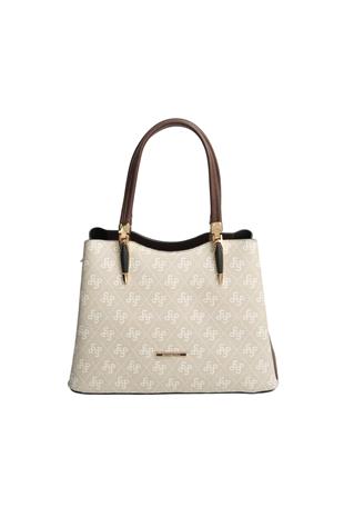 Silver Polo SP1205 Kadın El Çantası Monogram Taş-Kahve