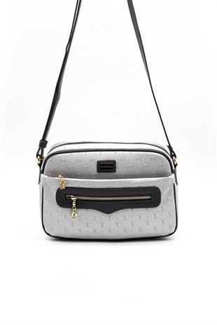 Silver & Polo SP491 Kadın Çapraz Çanta Logolu A.Gümüş-Antrasit