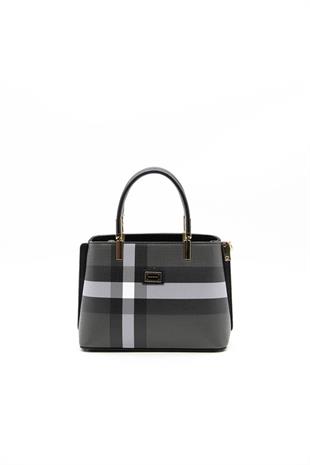 Silver & Polo SP987 Kadın El Çantası Ekose Siyah-Siyah