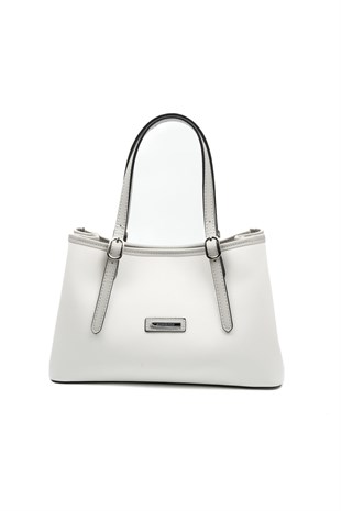 Silver & Polo SP1252 Kadın El Çantası Düz Beyaz-A.Gri