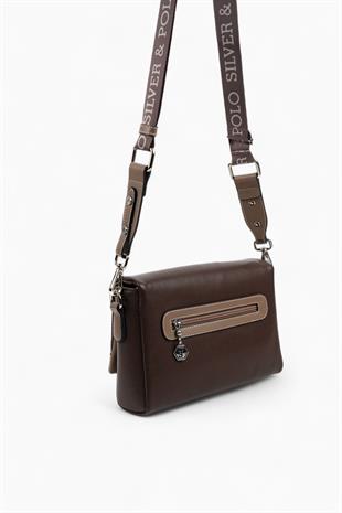 Silver & Polo SP1257 Kadın Çapraz Çanta Düz Kahve-Vizon