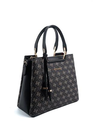Silver & Polo SP969 Kadın El Çantası Monogram Füme-Siyah