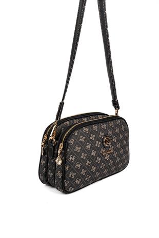 Silver & Polo SP745 Kadın Çapraz Çanta Monogram Füme-Siyah