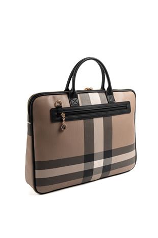 Silver & Polo SP1175 Kadın Laptop & Evrak Çantası Ekose Kahve-Siyah