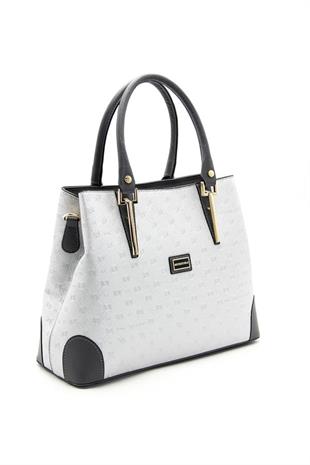 Silver & Polo SP667 Kadın El Çantası Logolu A.Gümüş-Antrasit