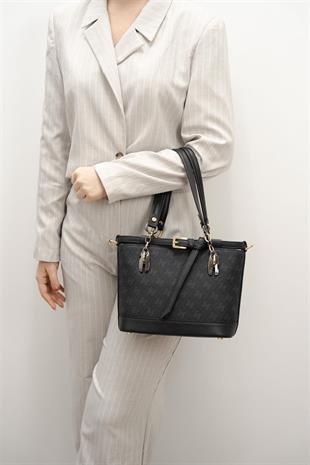 Silver & Polo SP1155 Kadın El Çantası Monogram Siyah