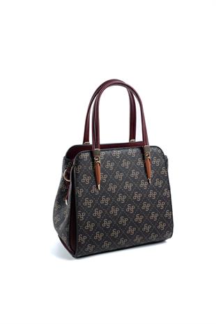 Silver & Polo Kahve Sarı - Bordo SP1136 Kadın El Çantası