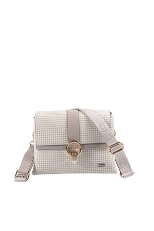 Silver & Polo SP1275 Kadın Çapraz Çanta King Desen Kum-Kum Beji