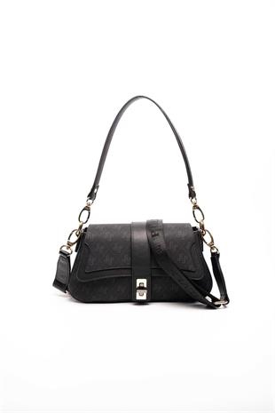 Silver Polo SP1177 Kadın Omuz Çantası Monogram Siyah-Siyah