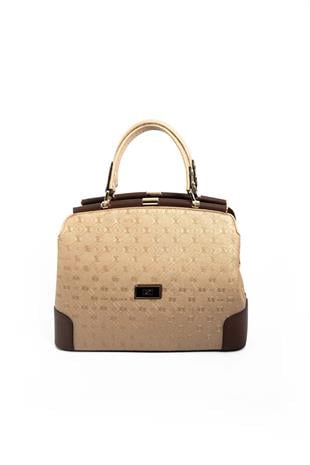 Silver & Polo SP706 Kadın El Çantası Logolu Bronz-Kahve