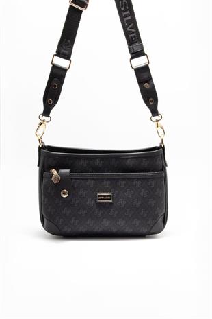 Silver & Polo SP1160 Kadın Çapraz Çanta Monogram Siyah