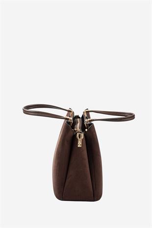 Silver & Polo SP1205 Kadın El Çantası Süet Kahve-Kahve