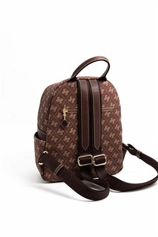 Silver & Polo SP906 Kadın Sırt Çantası Monogram Kahve