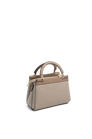 Silver & Polo SP1193 Kadın El Çantası Düz Koyu Bej-Latte