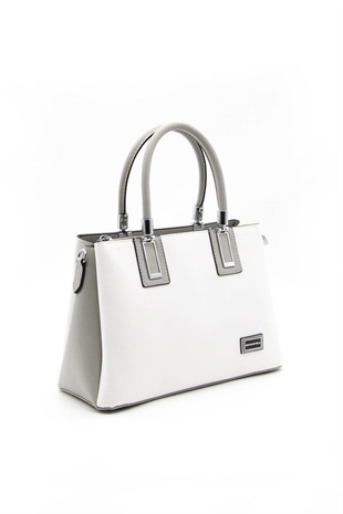 Silver & Polo SP1000 Kadın El Çantası Düz Beyaz-A.Gri