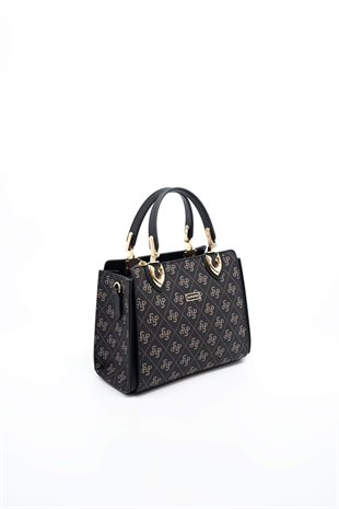 Silver & Polo SP1133 Kadın El Çantası Monogram Füme-Siyah
