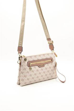 Silver & Polo SP1129 Kadın Çapraz Çanta Monogram Pembe-Somon