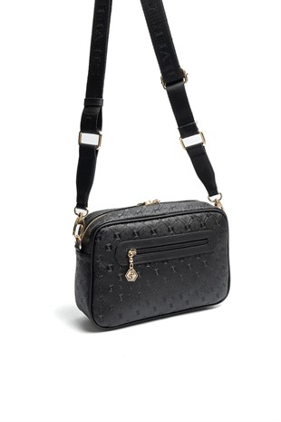 Silver & Polo SP1280 Kadın Çapraz Çanta Logolu Siyah-Siyah